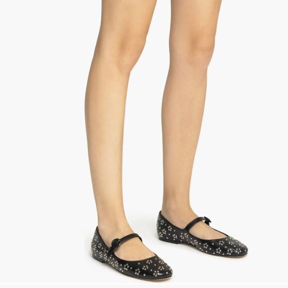 NEW LARROUDE Handmade In Brazil Velvet Blair Ballet Flats in black 825 10t5 - Picture 5 of 9